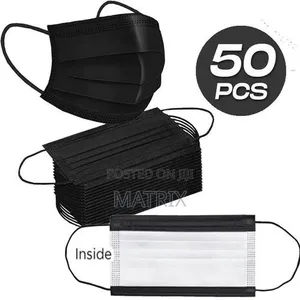Disposable Protective Face Masks With White Inside Part 50pcs - Black