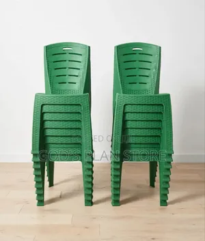 Green Matted Rattan-Style Plastic Plastic Chairs