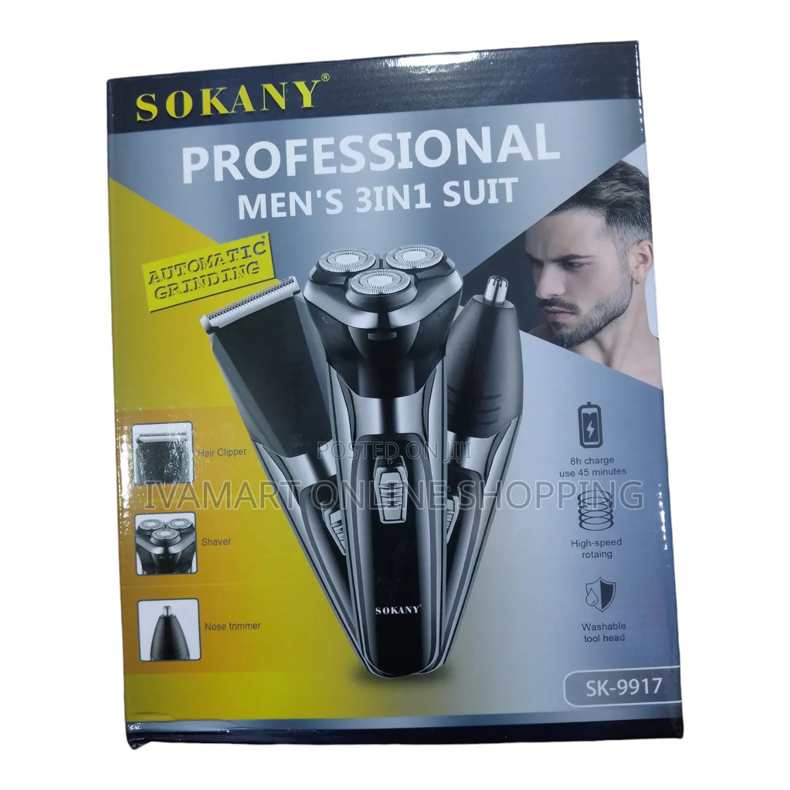 Sokany Professional 3-in-1 Men's Shaver, Hair Clipper Nose Trimmer