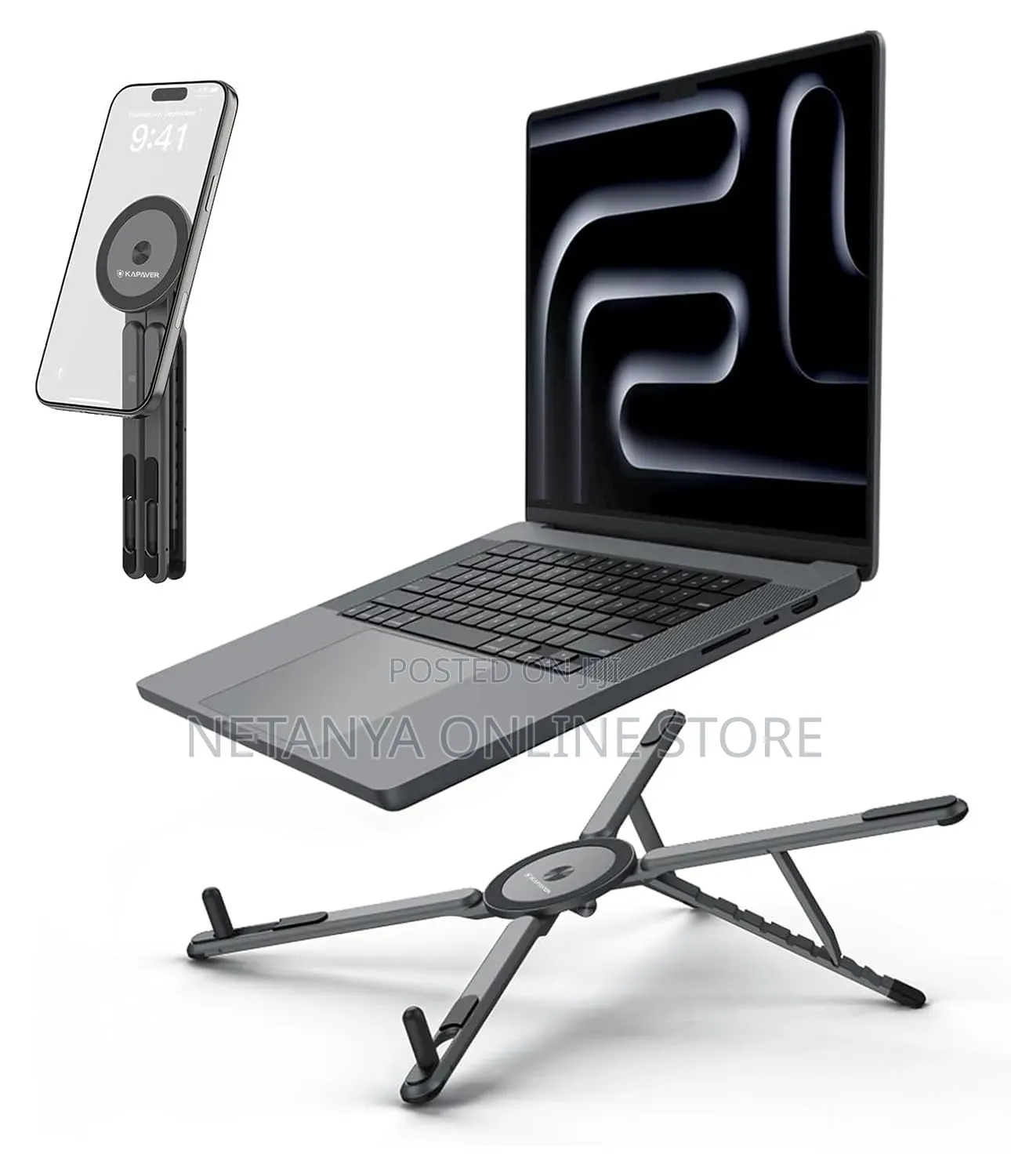 Magnetic Foldable 3in1 Portable Phone and Laptop Holder