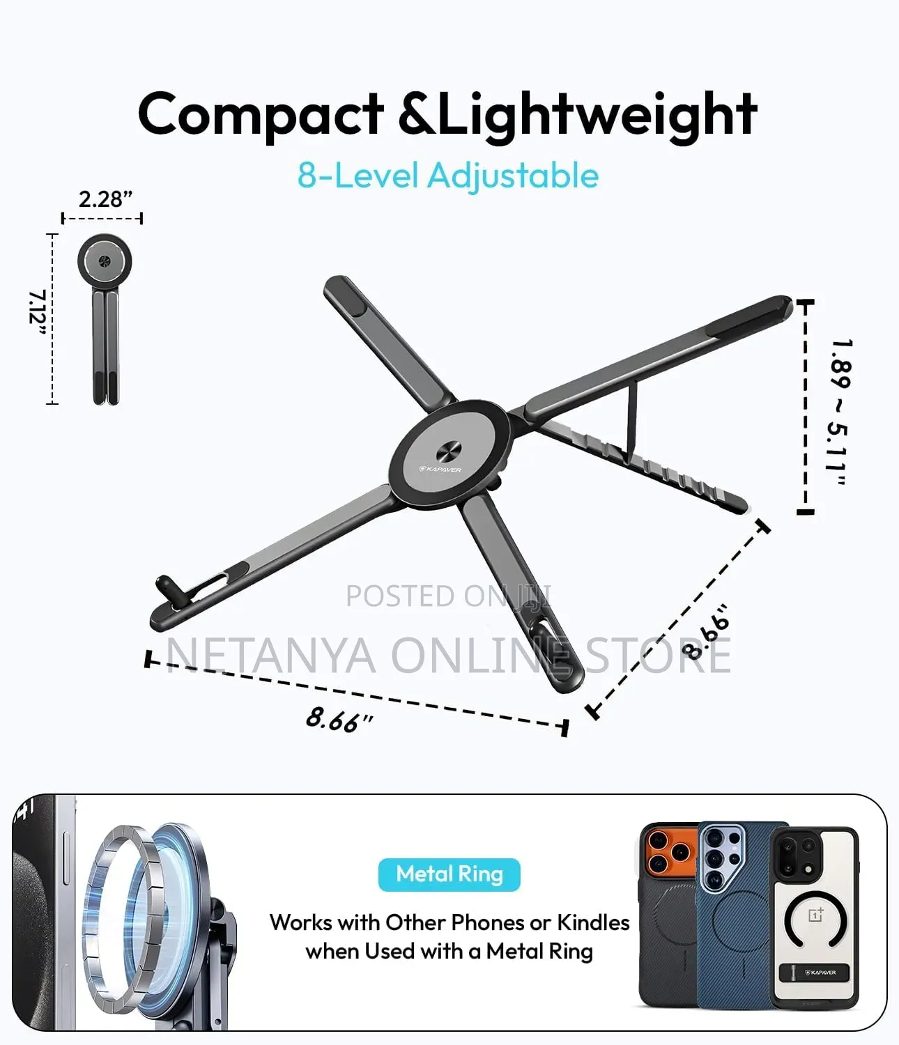 Magnetic Foldable 3in1 Portable Phone and Laptop Holder