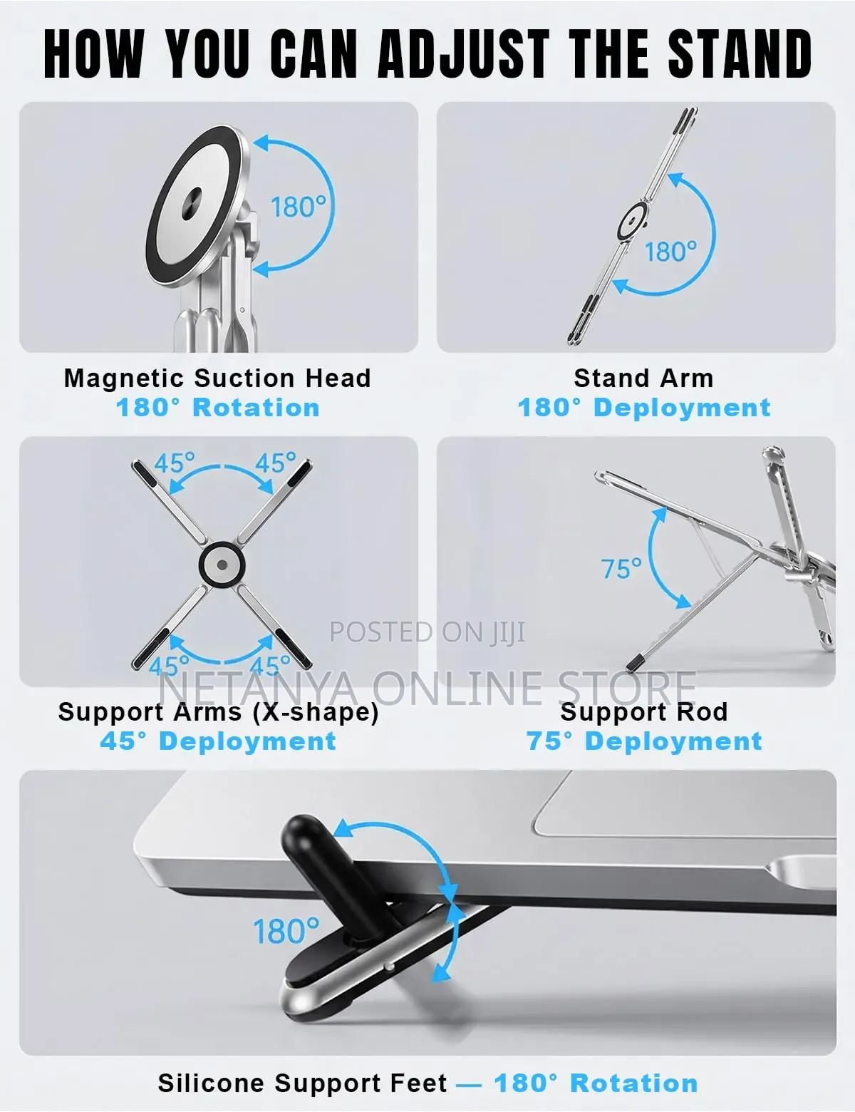 Magnetic Foldable 3in1 Portable Phone and Laptop Holder