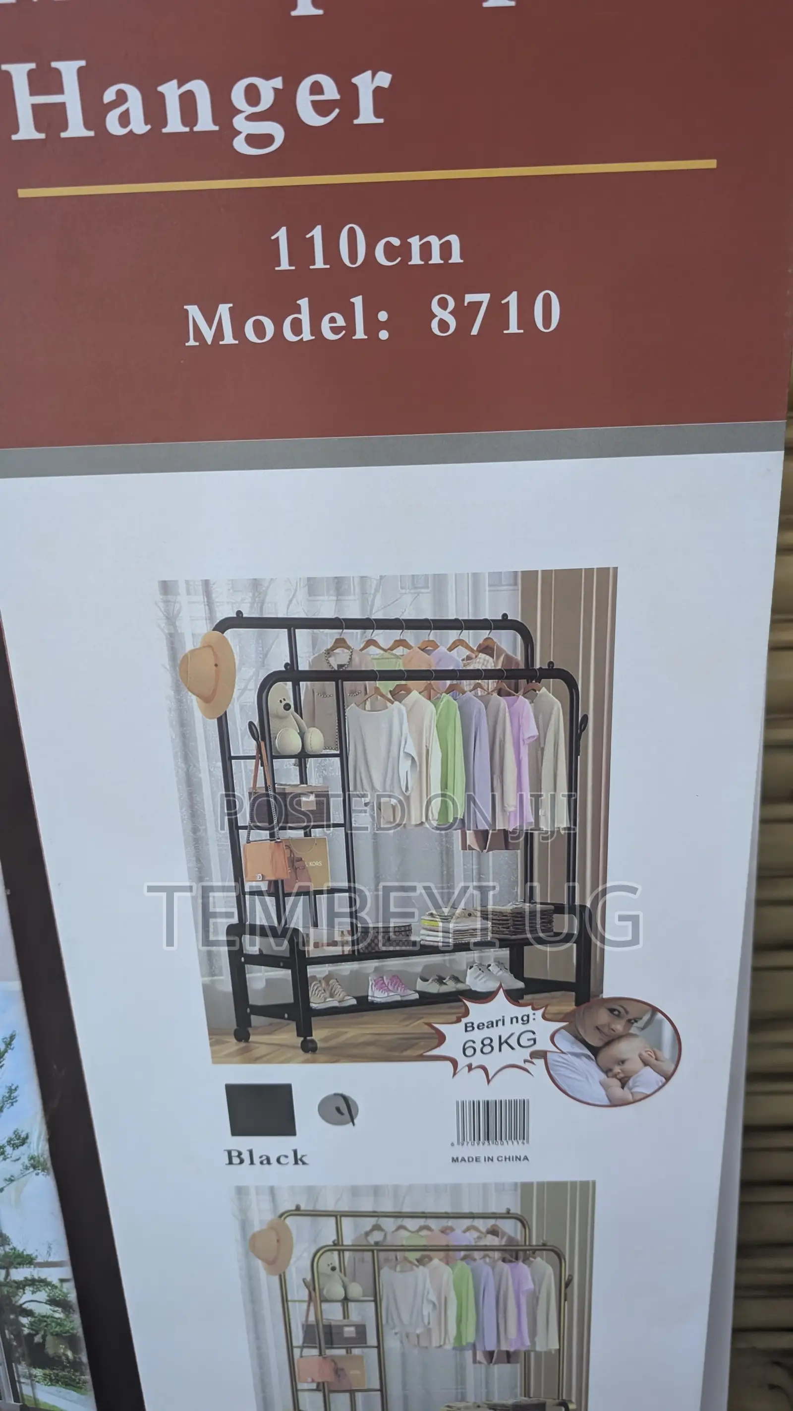 Double-Rail Clothes Rack, Multifunctional Heavy-Duty Rack With Wheels
