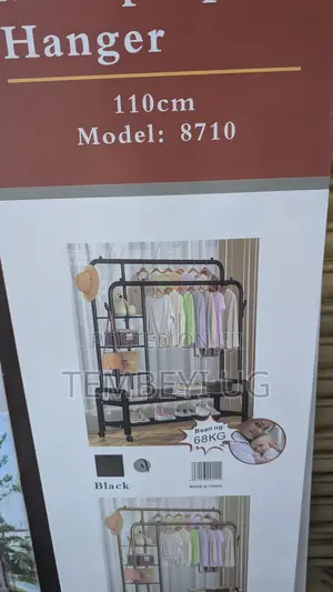 Double-Rail Clothes Rack, Multifunctional Heavy-Duty Rack With Wheels
