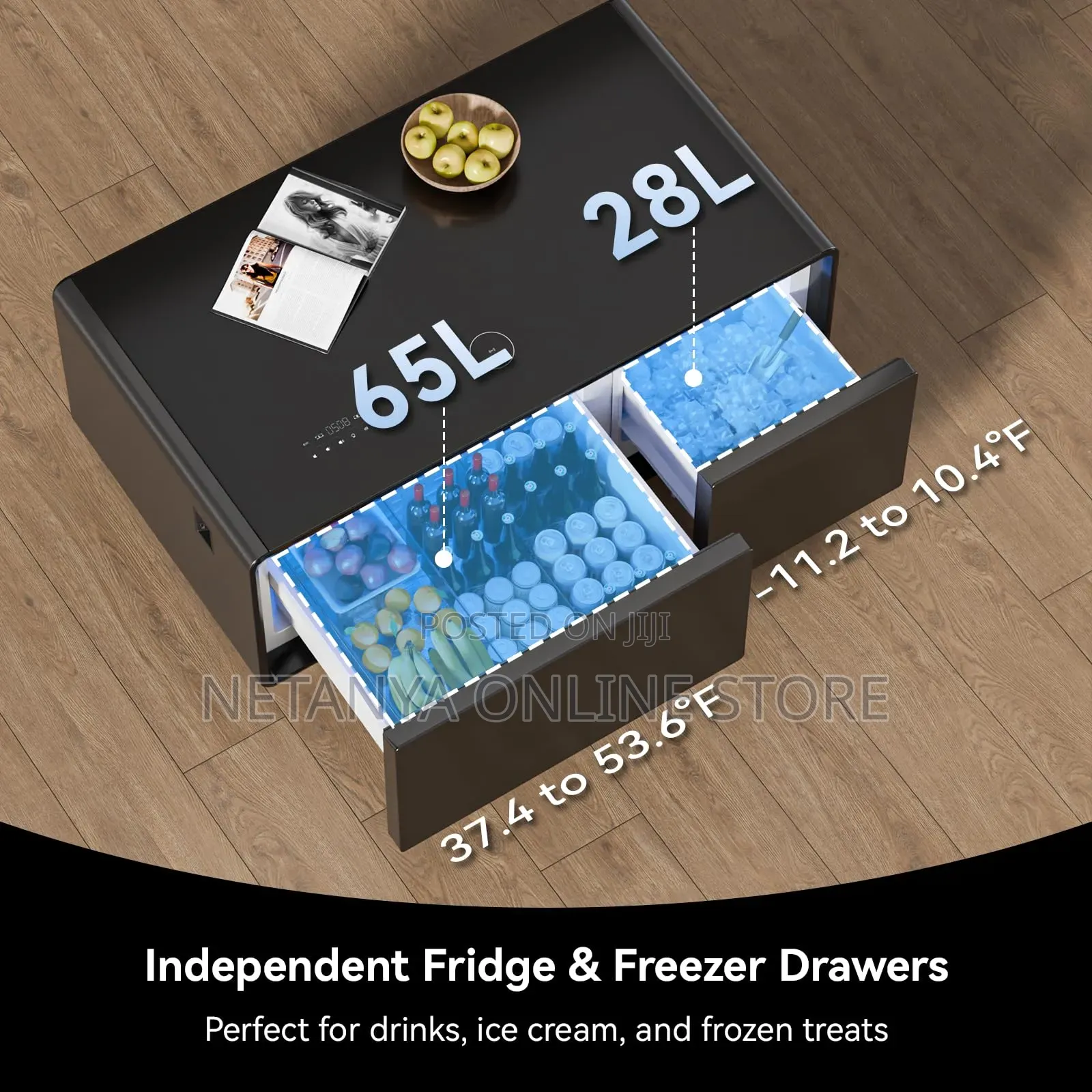 Smart Living Room Table With Refrigerator Wireless Charging Speaker