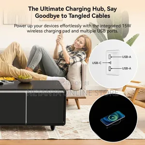Smart Living Room Table With Refrigerator Wireless Charging Speaker