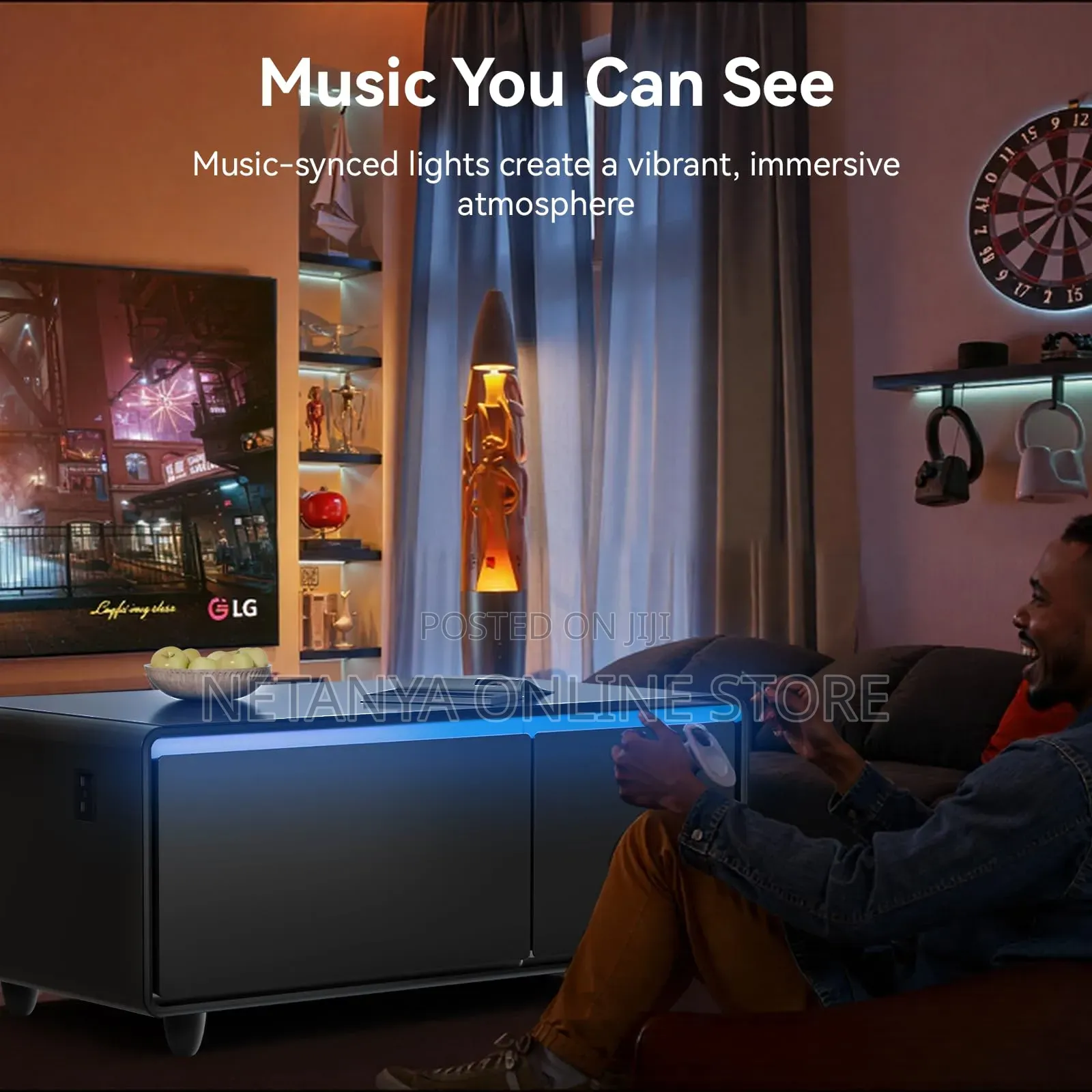Smart Living Room Table With Refrigerator Wireless Charging Speaker