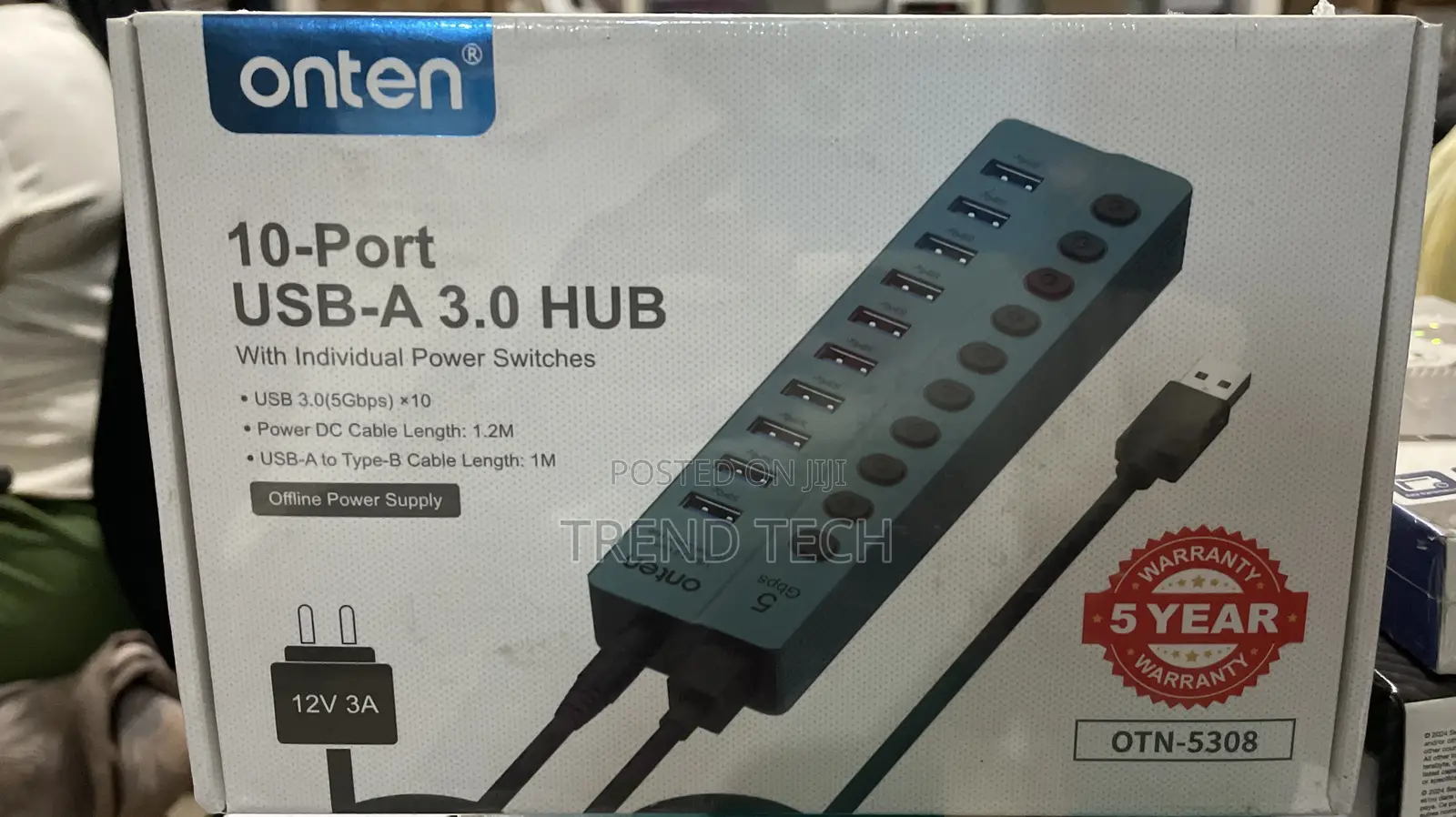 Onten 10-Port USB-a 3.0 Hub