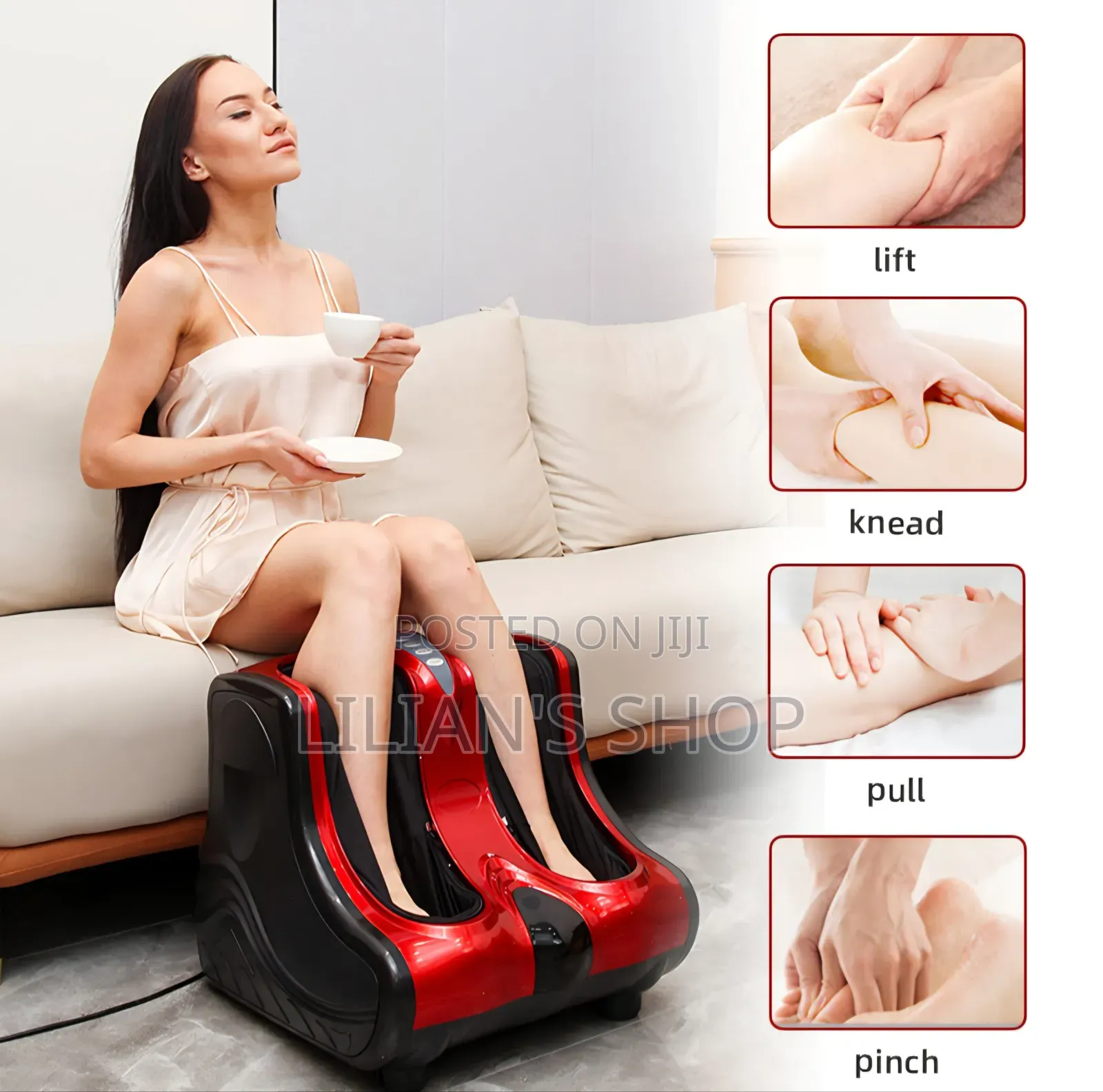 Kneading Rolling Vibration Heating Foot Calf Leg Massager.