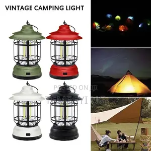 Camping Retro Lights Portable Hanging Dimmable Brightness, Battery