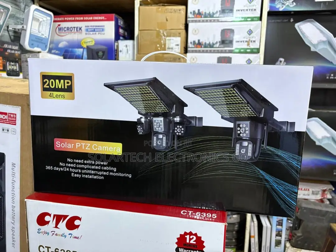 Solar PTZ CCTV Camera 20MP 4 Lens 360 Degrees Rotation