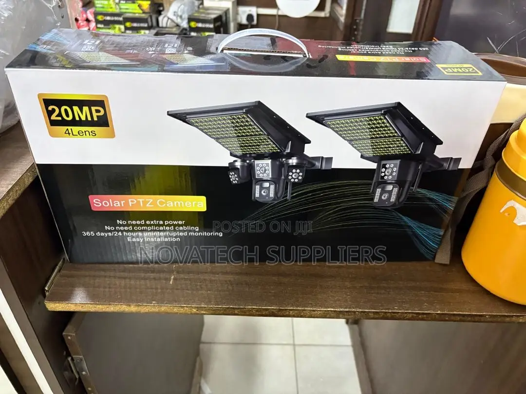 4-Lens 20MP Solar Security Camera – PTZ Surveillance Night Vision