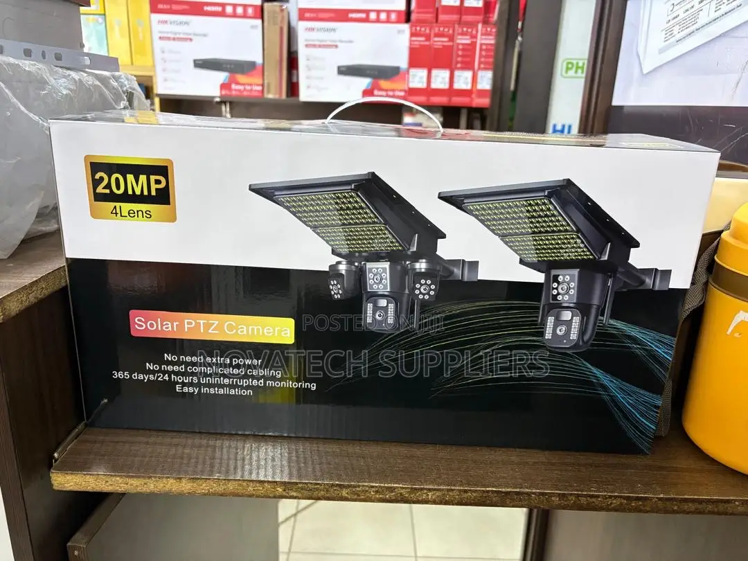 4-Lens 20MP Solar Security Camera – PTZ Surveillance Night Vision