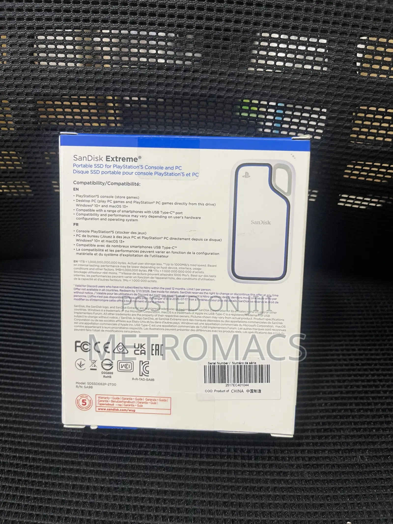 SanDisk Extreme Portable SSD for PlayStation 5 PC (2TB)