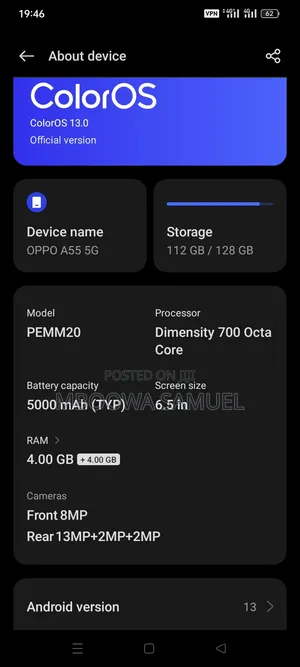Oppo A55 5G 128 GB Blue