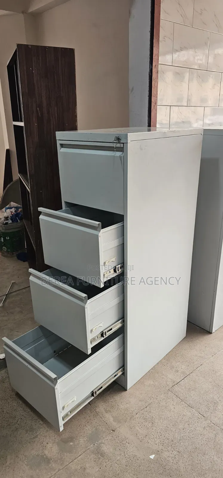 Grey White 4 Drawer File Cabinet
