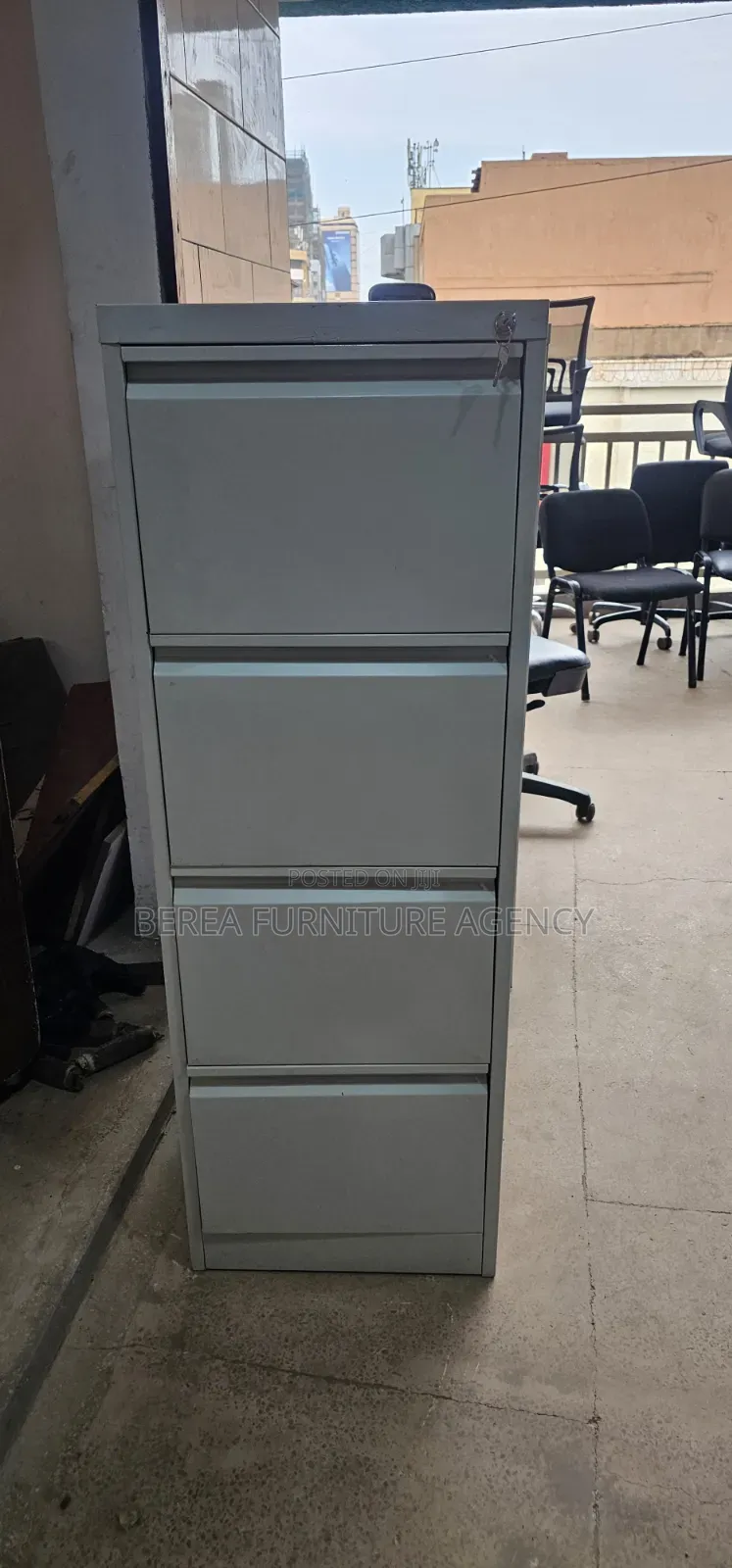 Grey White 4 Drawer File Cabinet