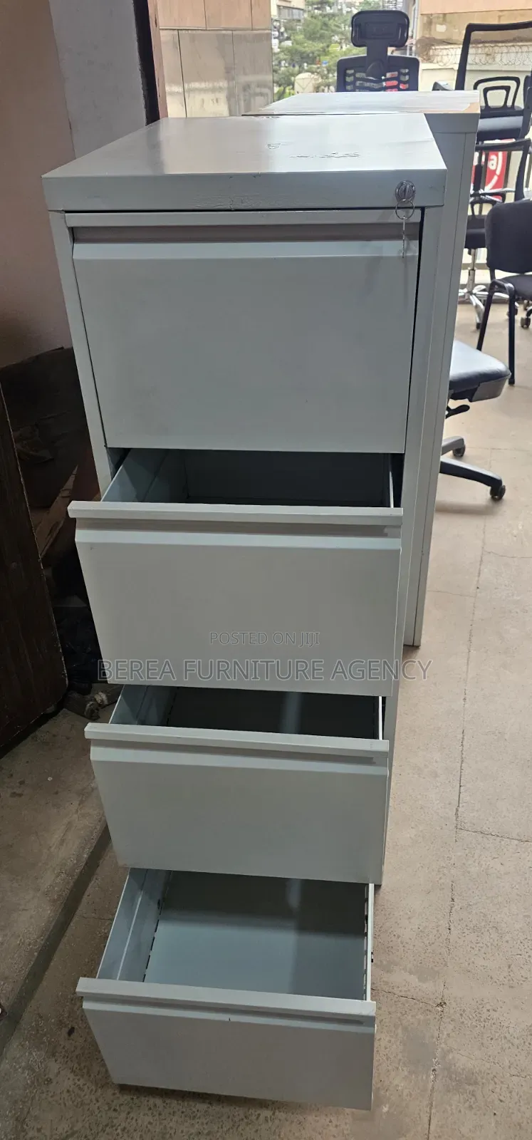 Grey White 4 Drawer File Cabinet