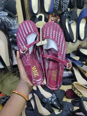 Burgundy Mesh Mary Jane Flats