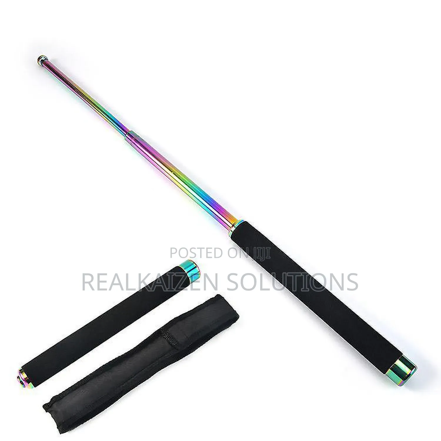 Portable Rainbow Finish 3section Telescopic Self Defense Hiking Baton