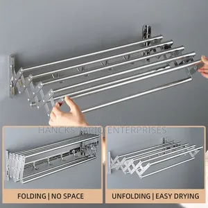 Wall-Mounted Retractable Stainless Steel Towel Rack and Drying Shelf