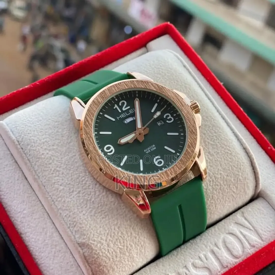 Helei Aviator WR30M Watch Green Gold