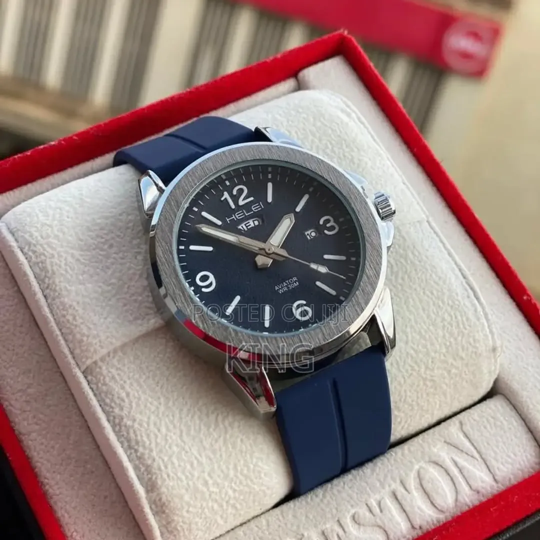 Helei H9004 Aviator-Style Watch Blue Silicone Strap