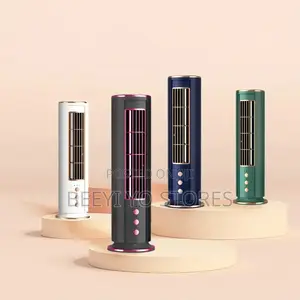 Mini Tower Fan With Multi-Color Options and Control Buttons