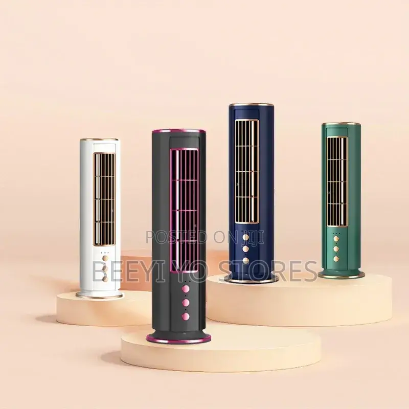 Mini Tower Fan With Multi-Color Options and Control Buttons