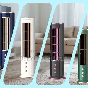 Mini Tower Fan With Multi-Color Options and Control Buttons