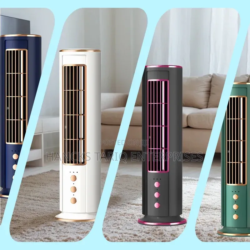 Mini Tower Fan With Multi-Color Options and Control Buttons