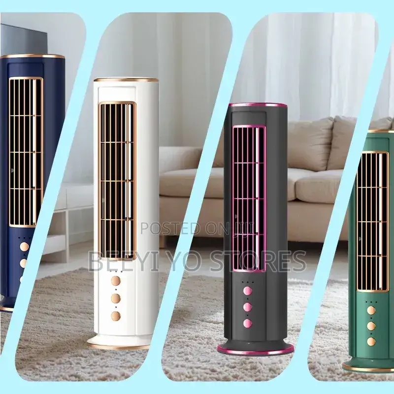 Mini Tower Fan With Multi-Color Options and Control Buttons