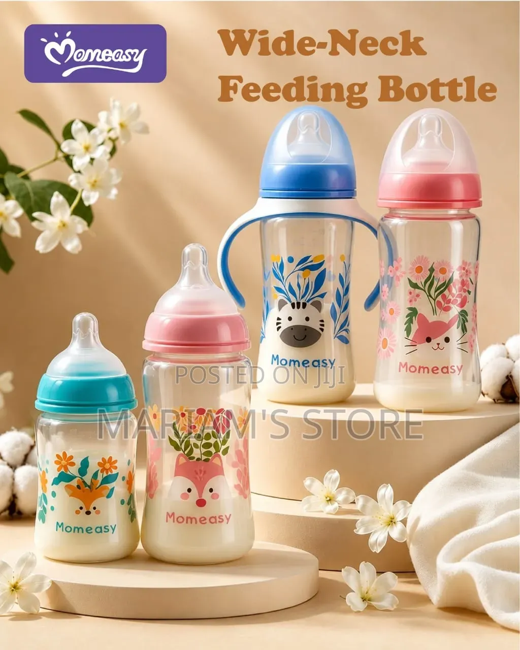 Momeasy Wide-Neck Feeding Bottles