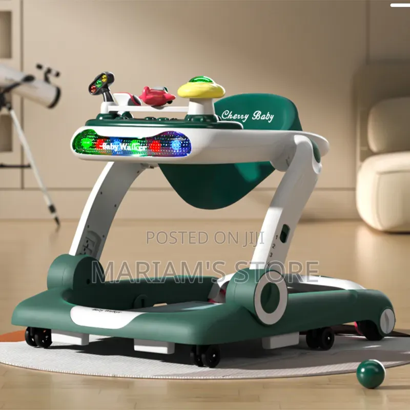 Anti-Rollover Baby Walker With an Interactive Musical Toy Tray