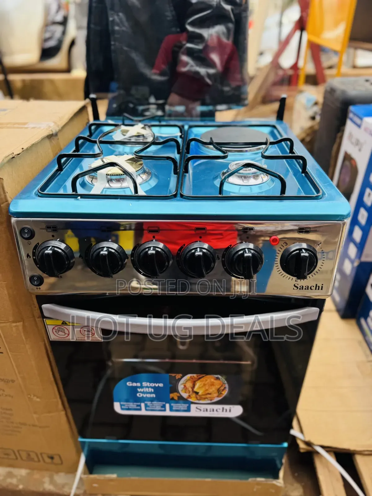 Saachi 3-Burner Gas 1-Electic Hotplate Cooker With Gas Oven