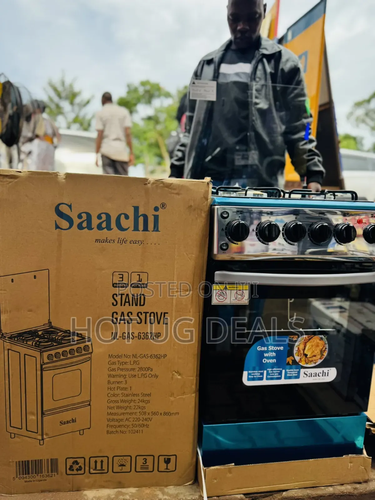 Saachi 3-Burner Gas 1-Electic Hotplate Cooker With Gas Oven