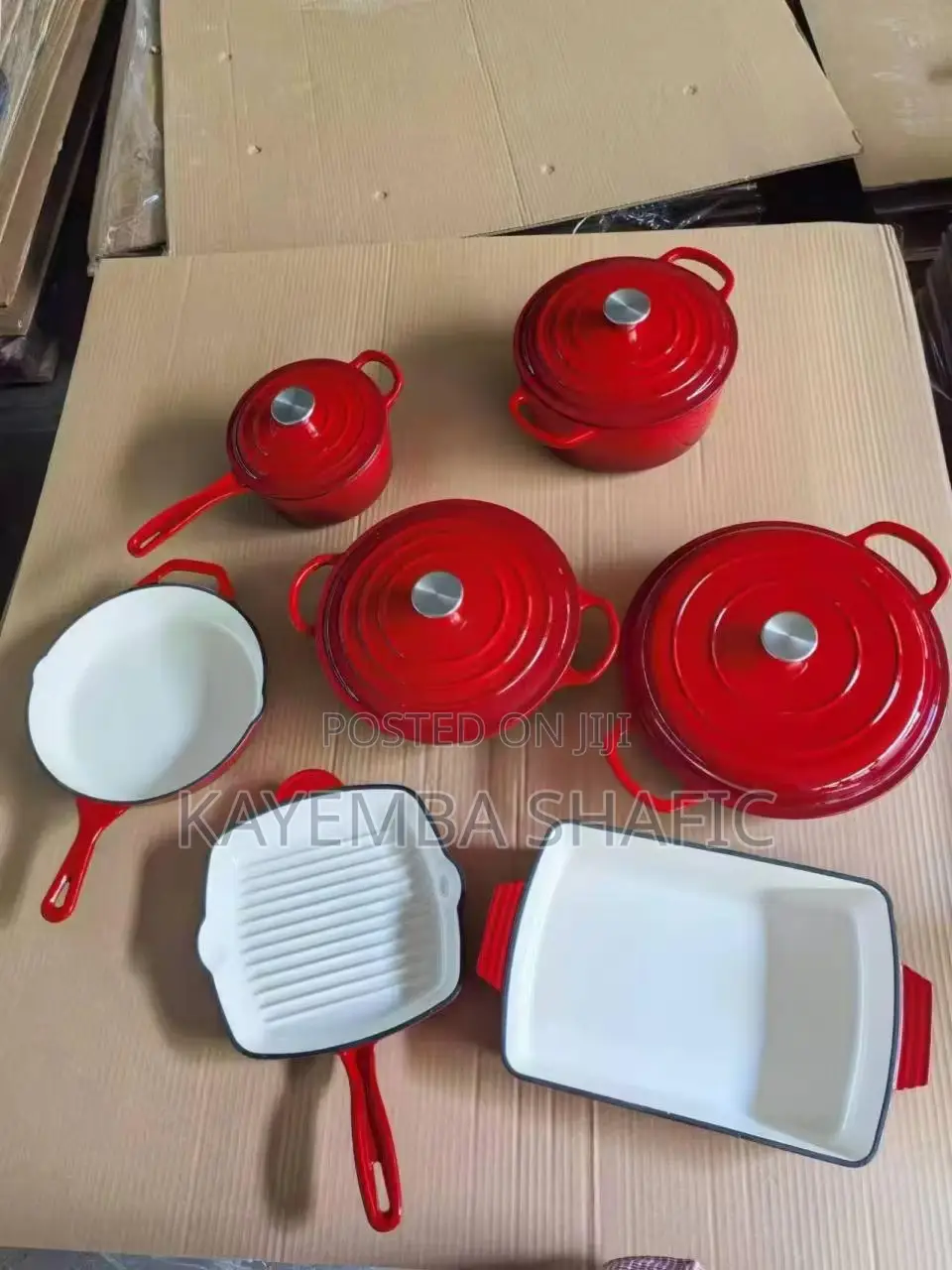 11-Piece Heavy Duty Enameled Cast Iron Cookware Set - Brand New