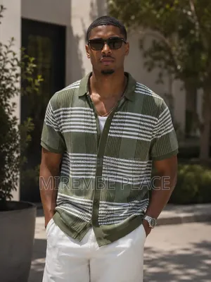 Geometric Knit Polo T-Shirts