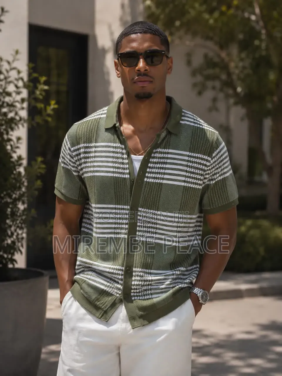 Geometric Knit Polo T-Shirts