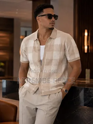 Geometric Knit Polo T-Shirts