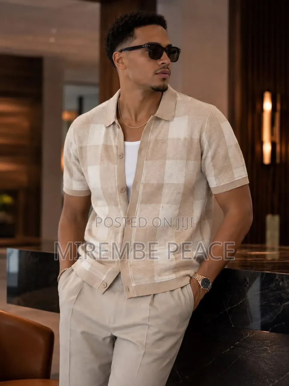 Geometric Knit Polo T-Shirts