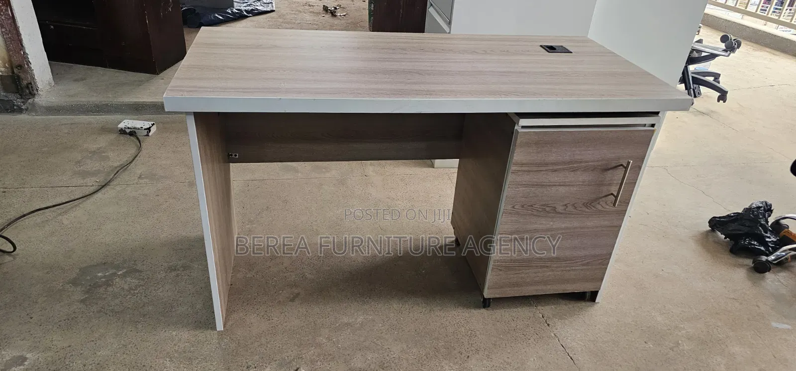 Mesh Office Chair and Grey Office Table 130cm