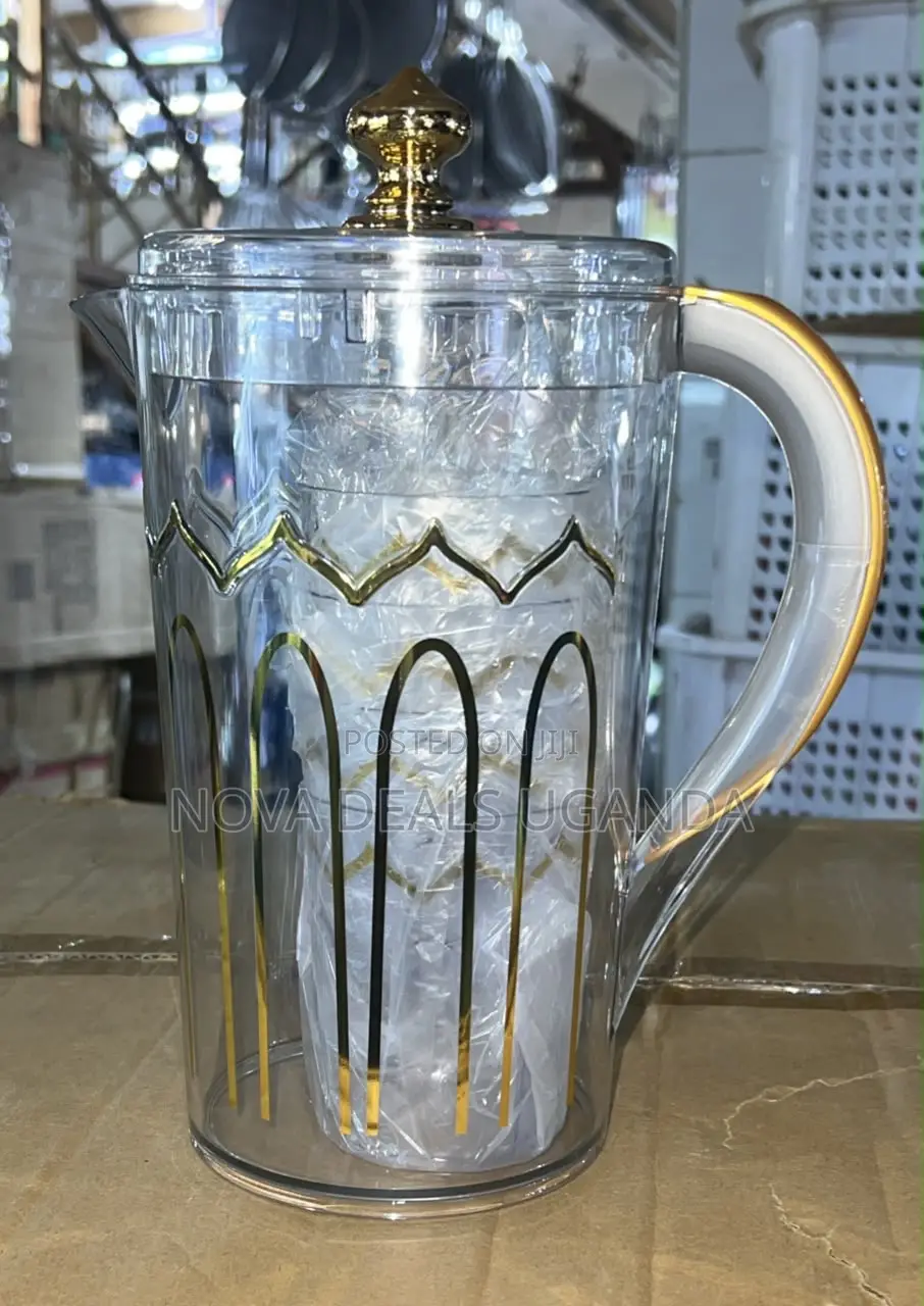 Table Glass Water Jug With Drinking Glasses