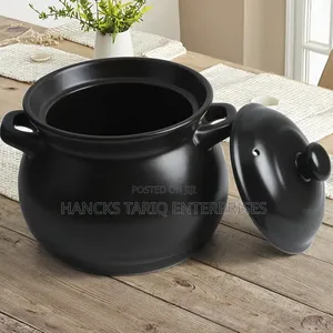 Matte Black Ceramic Casserole Pot and Slow Cooker Stockpot