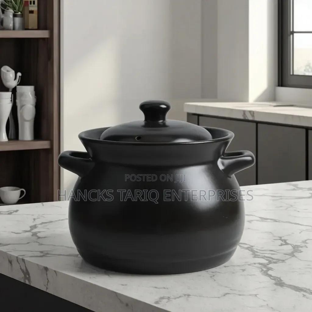 Matte Black Ceramic Casserole Pot and Slow Cooker Stockpot