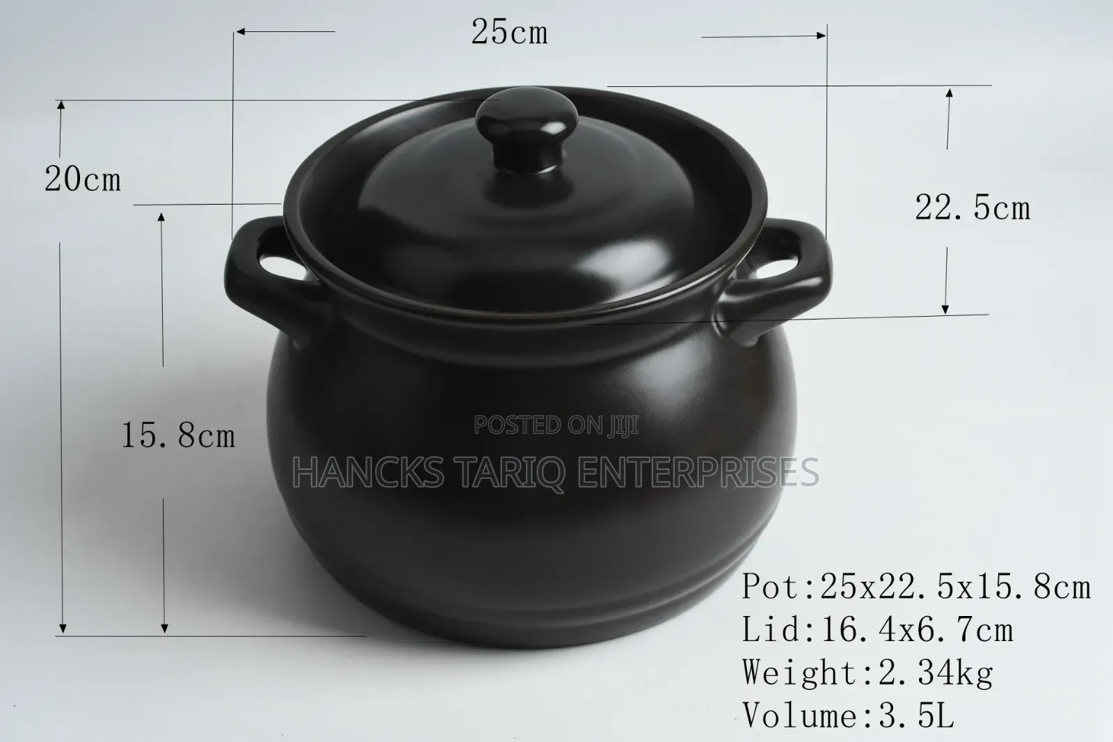 Matte Black Ceramic Casserole Pot and Slow Cooker Stockpot
