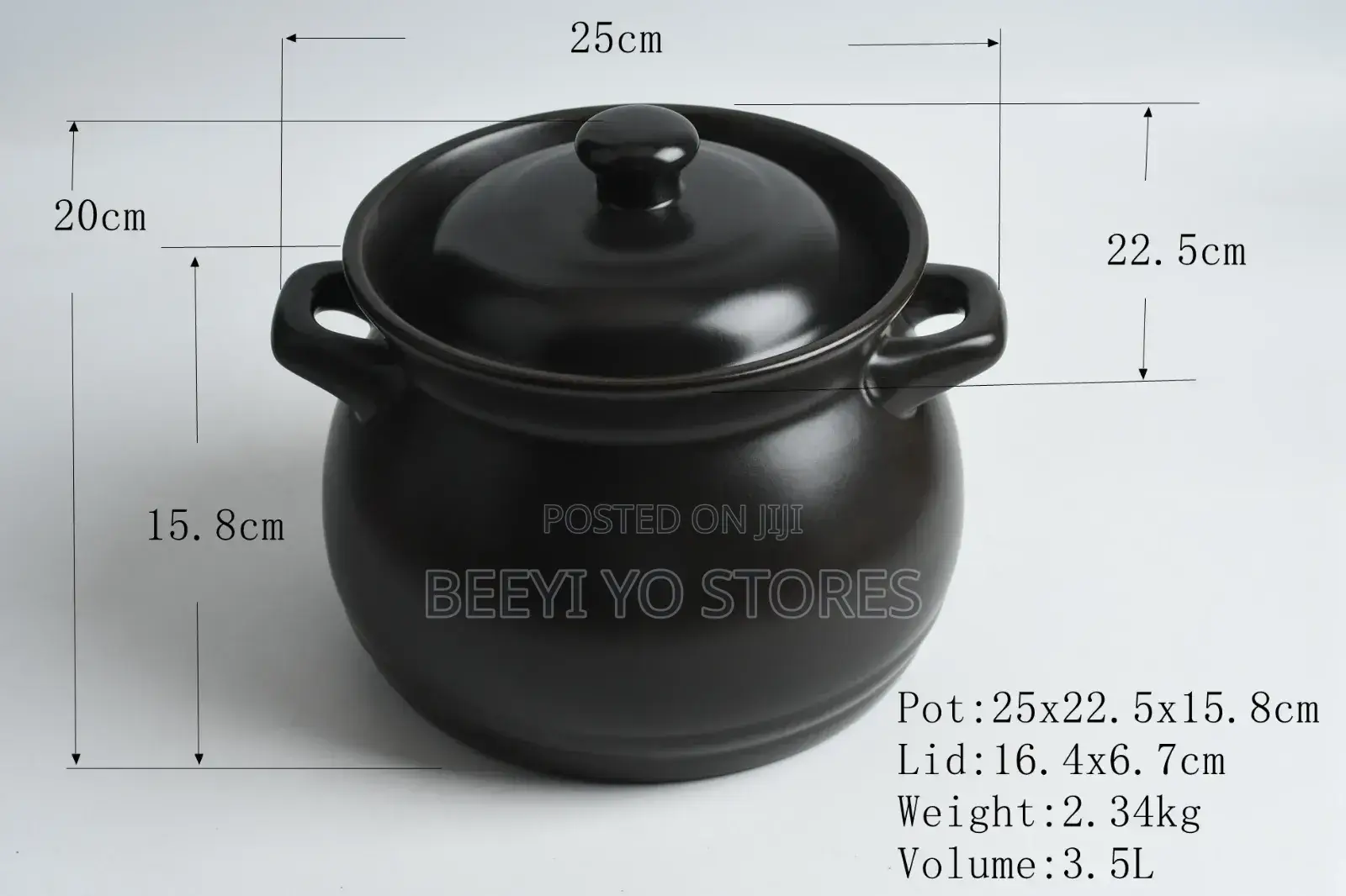 Matte Black Ceramic Casserole Pot and Slow Cooker Stockpot