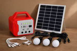 66W Portable Solar Home Lighting System 3 Bulbs USB FM Radio