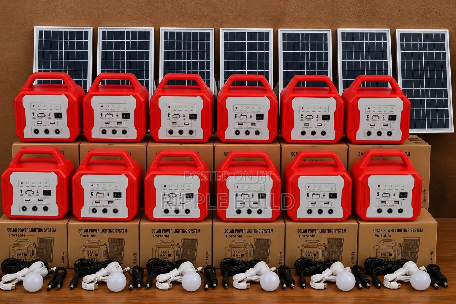 66W Portable Solar Home Lighting System 3 Bulbs USB FM Radio