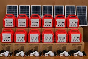 66W Portable Solar Home Lighting System 3 Bulbs USB FM Radio